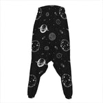 Black And White Planets Pattern Print Hammer Pants