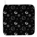 Black And White Planets Pattern Print Hand Towel