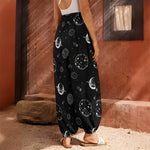 Black And White Planets Pattern Print Harem Pants