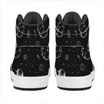 Black And White Planets Pattern Print High Top Leather Sneakers
