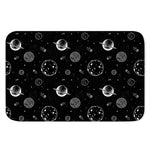 Black And White Planets Pattern Print Indoor Door Mat