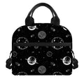 Black And White Planets Pattern Print Insulated Lunch Bag