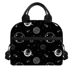 Black And White Planets Pattern Print Insulated Lunch Bag
