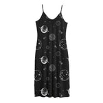 Black And White Planets Pattern Print Jersey Midi Cami Dress