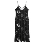 Black And White Planets Pattern Print Jersey Midi Cami Dress