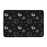 Black And White Planets Pattern Print Kitchen Mat