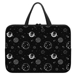 Black And White Planets Pattern Print Laptop Sleeve With Handle