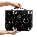Black And White Planets Pattern Print Leather Bible Cover