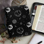 Black And White Planets Pattern Print Leather Bible Cover