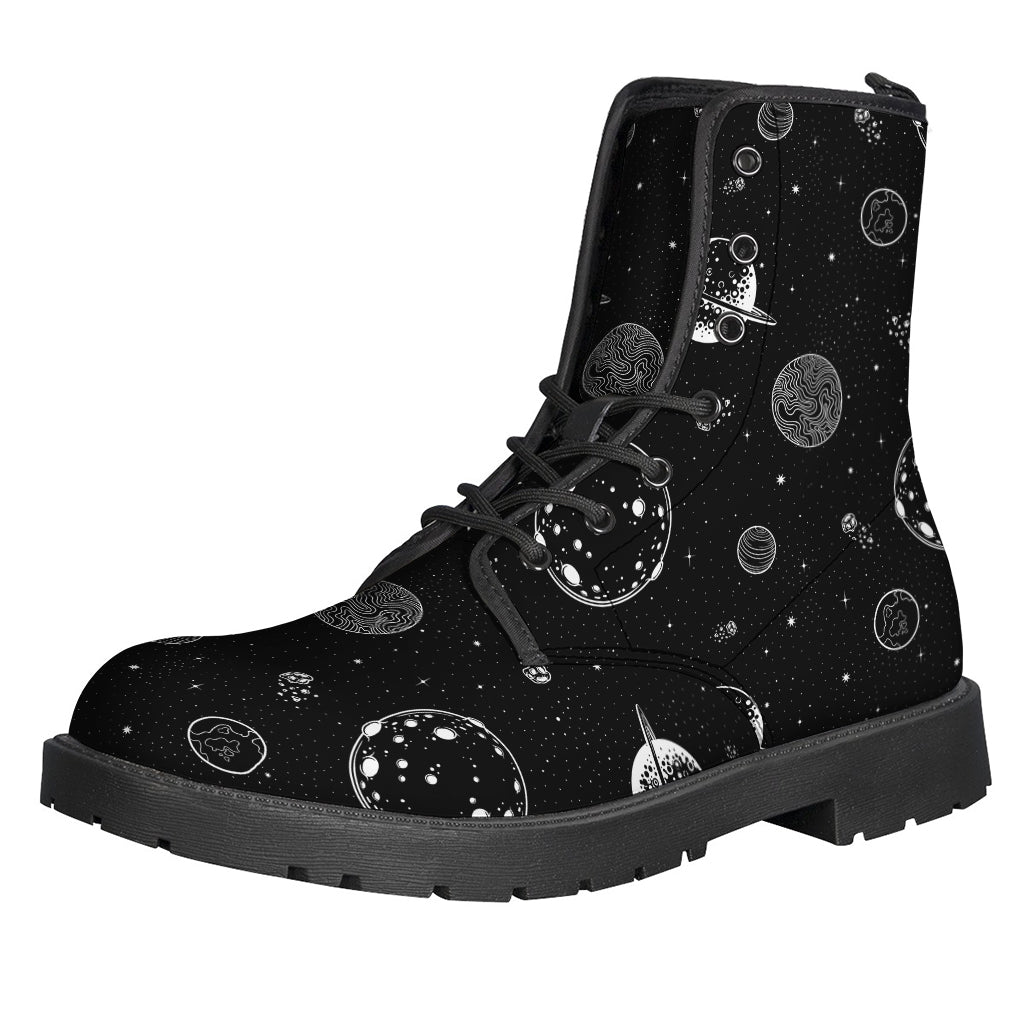 Black And White Planets Pattern Print Backpack