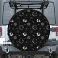 Black And White Planets Pattern Print Leather Spare Tire Cover