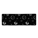 Black And White Planets Pattern Print Long Kitchen Mat