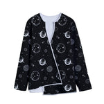 Black And White Planets Pattern Print Long Sleeve Short Coat