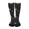 Black And White Planets Pattern Print Long Socks