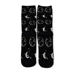 Black And White Planets Pattern Print Long Socks