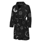 Black And White Planets Pattern Print Men's Bathrobe