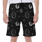 Black And White Planets Pattern Print Men's Beach Shorts