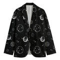 Black And White Planets Pattern Print Men's Blazer