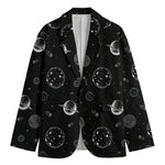 Black And White Planets Pattern Print Men's Blazer