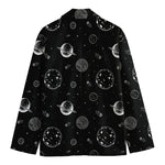 Black And White Planets Pattern Print Men's Blazer