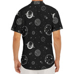 Black And White Planets Pattern Print Men's Deep V-Neck Shirt
