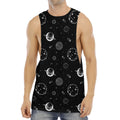 Black And White Planets Pattern Print Men's Muscle Tank Top