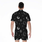 Black And White Planets Pattern Print Men's Rompers
