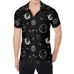 Black And White Planets Pattern Print Men's Shirt