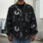 Black And White Planets Pattern Print Men's Shirt Jacket