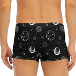 Black And White Planets Pattern Print Men's Short Boxer Briefs