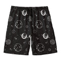 Black And White Planets Pattern Print Men's Swim Trunks