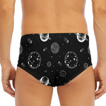 Black And White Planets Pattern Print Men's Triangle Swim Briefs