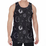 Black And White Planets Pattern Print Men's Velvet Tank Top