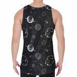 Black And White Planets Pattern Print Men's Velvet Tank Top