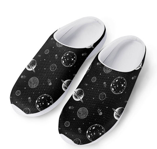 Black And White Planets Pattern Print Mesh Casual Shoes