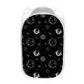 Black And White Planets Pattern Print Mesh Laundry Hamper