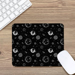 Black And White Planets Pattern Print Mouse Pad