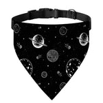 Black And White Planets Pattern Print Over The Collar Dog Bandana