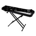 Black And White Planets Pattern Print Piano Keyboard Cover