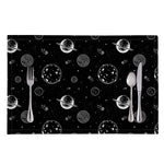 Black And White Planets Pattern Print Placemat