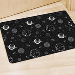 Black And White Planets Pattern Print Polyester Doormat