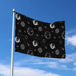 Black And White Planets Pattern Print Polyester Flag