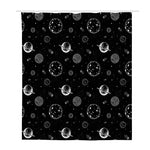 Black And White Planets Pattern Print Polyester Shower Curtain