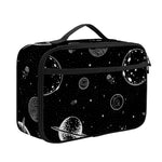 Black And White Planets Pattern Print Portable Lunch Bag