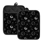 Black And White Planets Pattern Print Pot Holders With Pocket