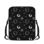 Black And White Planets Pattern Print Rectangular Crossbody Bag
