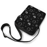 Black And White Planets Pattern Print Rectangular Crossbody Bag