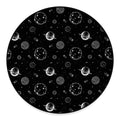 Black And White Planets Pattern Print Round Floor Mat