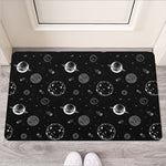 Black And White Planets Pattern Print Rubber Doormat