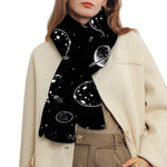 Black And White Planets Pattern Print Scarf